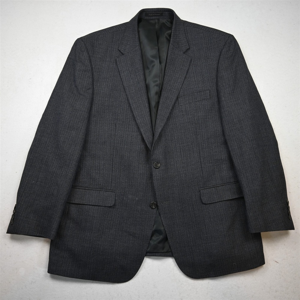 Lauren Ralph Lauren 46R Gray Nailshead 100% Wool Mens Blazer Jacket Sport Coat